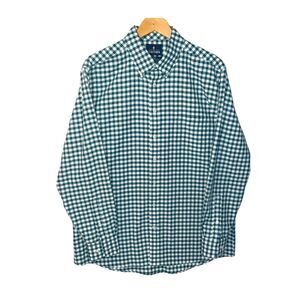 Stafford Mens 16 1/2 Dress Shirt Green White Long Sleeve Button Up Wrinkle Free